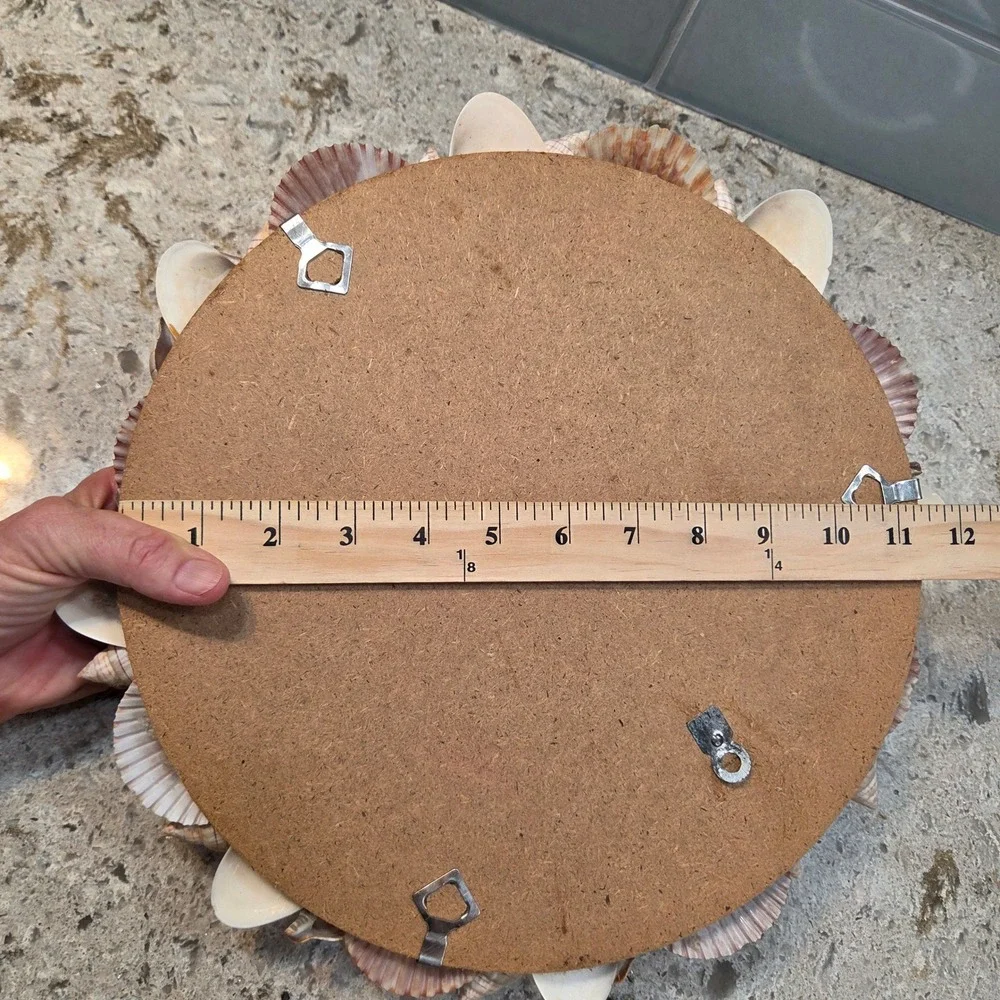 Vintage Natural Seashell Round Wall Mirror 11.5in Coastal Beach House Nautical